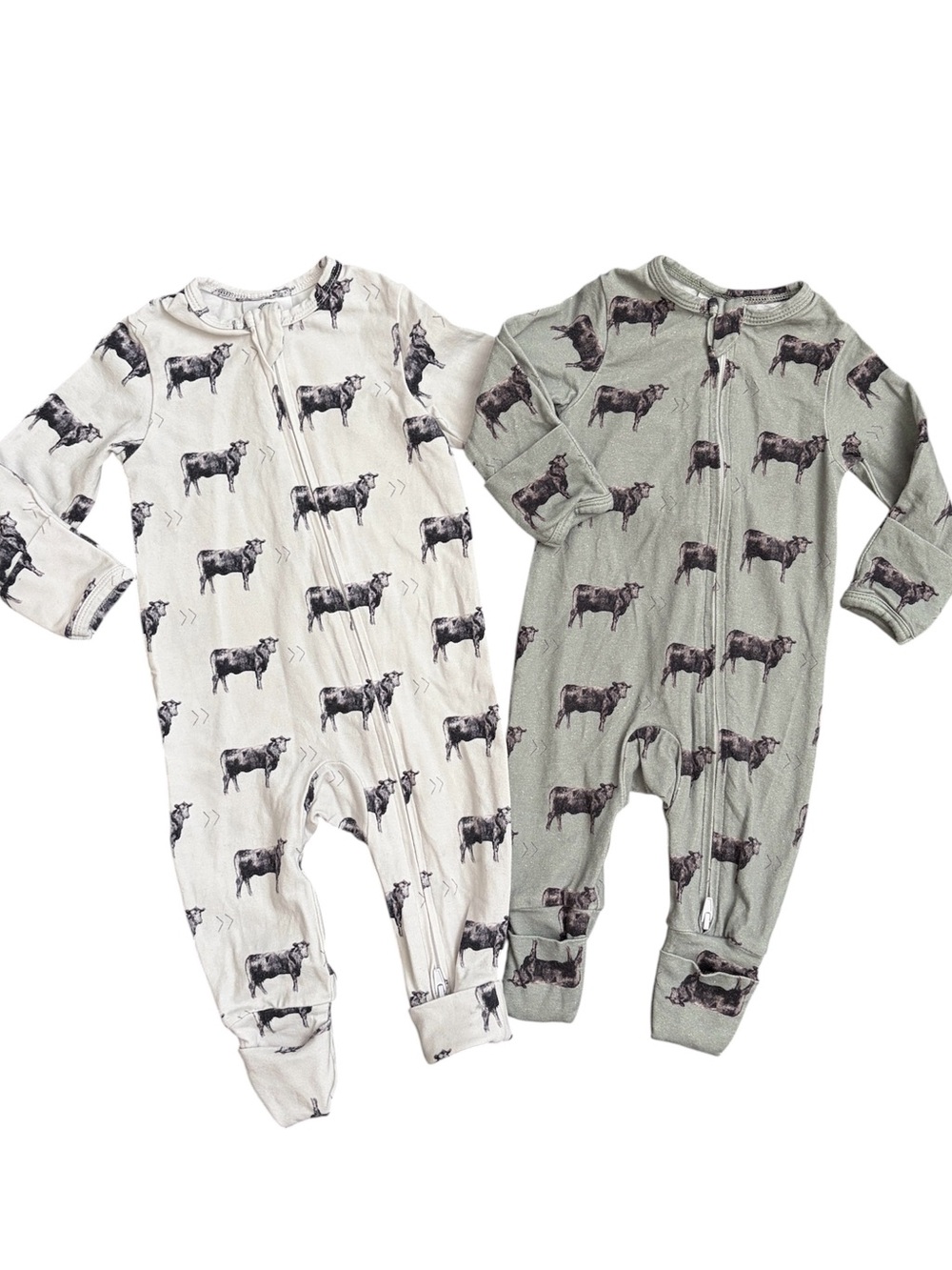 Cowkid Clothing Co. Cow Print Baby Rompers 0-3M & 3-6M Bundle Set Boutique Farm